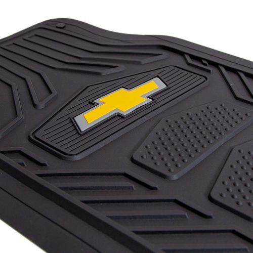  Plasticolor 001664R03 Weatherpro Black One Size Chevrolet Logo Car Truck SUV Heavy Duty Rubber, 4 Piece Front and Rear Floor Mat Set