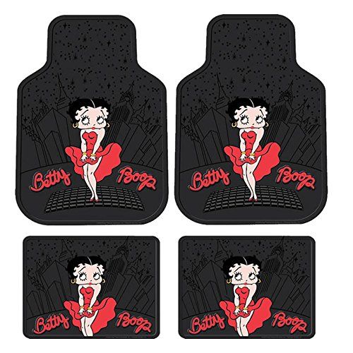  Plasticolor 4PC Front & Rear Rubber Floor Mats Set - Betty Boop - NY New York City Sky Line