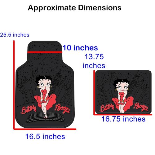  Plasticolor 4PC Front & Rear Rubber Floor Mats Set - Betty Boop - NY New York City Sky Line