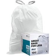 Plasticplace Custom Fit Trash Bags, Compatible with simplehuman Code X (100 Count) White Drawstring Garbage Liners 21 Gallon/ 80 Liter, 26