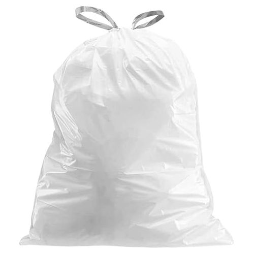  Plasticplace Custom Fit Trash Bags, Compatible with simplehuman Code Y (100 Count) White Drawstring Garbage Liners 30.4 Gallon/ 115 Liter, 28.5