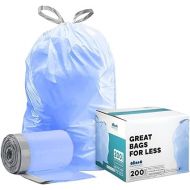 Plasticplace Custom Fit Trash Bags, Compatible with simplehuman Code V (100 Count) Tinted Blue Drawstring Garbage Liners 4.2-4.8 Gallon, 14.5