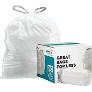 Plasticplace Trash Bags, Compatible with simplehuman Code B (200 Count) White Drawstring Garbage Liners 1.6 Gallon / 6 Liter, 12.5