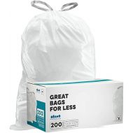 Plasticplace Custom Fit Trash Bags, Compatible with simplehuman Code X (200 Count) White Drawstring Garbage Liners 21 Gallon/ 80 Liter, 26