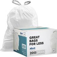 Plasticplace Custom Fit Trash Bags, Compatible with simplehuman Code J , 200 Count (Pack of 1) White Drawstring Garbage Liners 10-10.5 Gallon / 38-40 Liters, 21