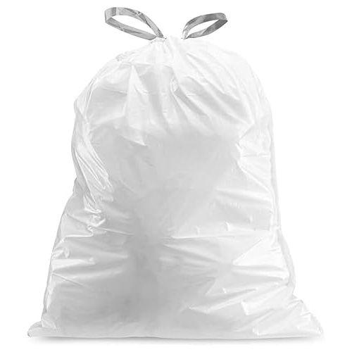  Plasticplace Custom Fit Trash Bags, Compatible with simplehuman Code J , 200 Count (Pack of 1) White Drawstring Garbage Liners 10-10.5 Gallon / 38-40 Liters, 21