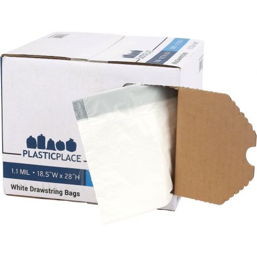  [아마존베스트]Plasticplace W18528W11DCR Custom Fit Trash Bags │ Simplehuman Code H Compatible │ 8-9 Gallon / 30-35 Liter White Drawstring Garbage Liners │ 18.5 x 28 (200 Count)