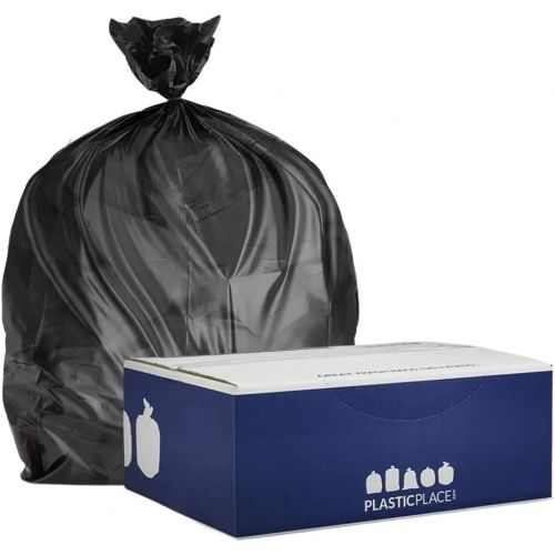  Plasticplace 12-16 Gallon Trash Bags on Rolls 0.8 Mil, 24W x 32H, Black, 500/Case