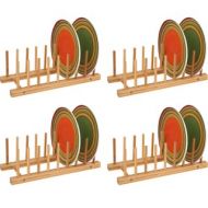 Plate Holder - For 8 Plates Made From Natural Bamboo - Set of 4 - by Trademark Innovations by Trademark Innovations