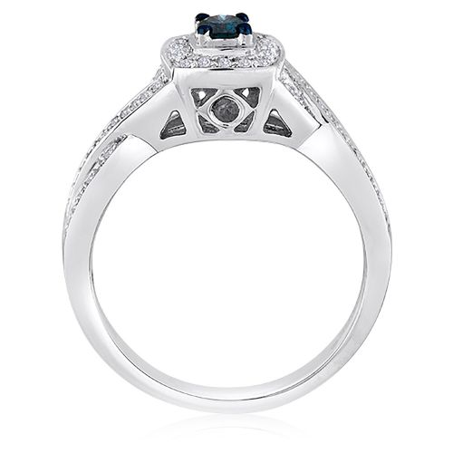  Platinaire 12ct TDW Blue and White Diamond Bridal Set by Amoureux