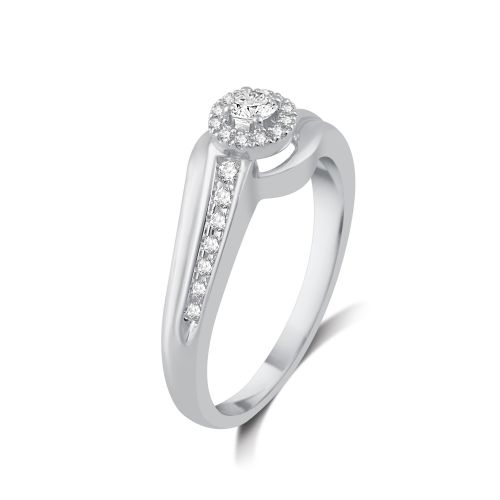  Platinaire 13ct TDW White Diamond Halo Bridal Set by Amoureux