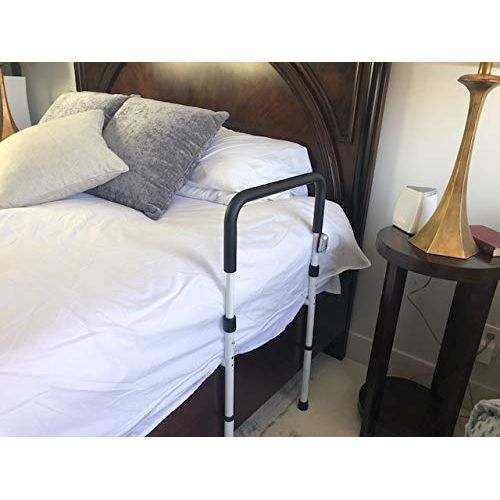  Platinum Health LumaRail Bed Assist Rail, Support Bar Handle. Includes LED Motion Sensor Nightlight + FREE Anchor Strap. Works with LOW BEDS. INDEPENDENTLY ADJUSTABLE HEIGHT TOP-RAIL WORKS WITH TH