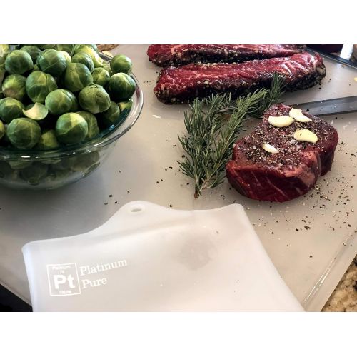  Platinum Pure - Large Reusable Sous Vide Bags - Set of 2 BPA Free Bags for Sous Vide Cooking - 100% Pure LFGB Platinum Silicone with no Fillers - Compatible with all immersion circ