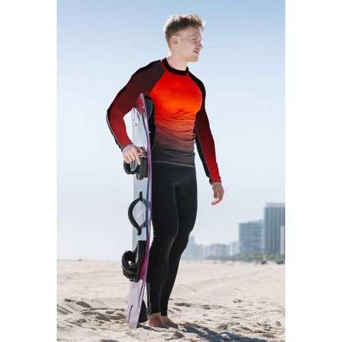  Platinum Sun Mens Rash Guard Long Sleeve Surf Shirt Swimsuit - Quick Dry Sun Protection Clothing UPF 30+