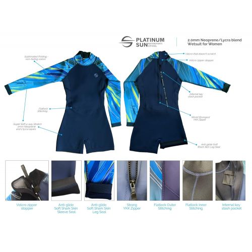  Platinum Sun NeopreneLycra 2.0mm Shorty Wetsuit Women