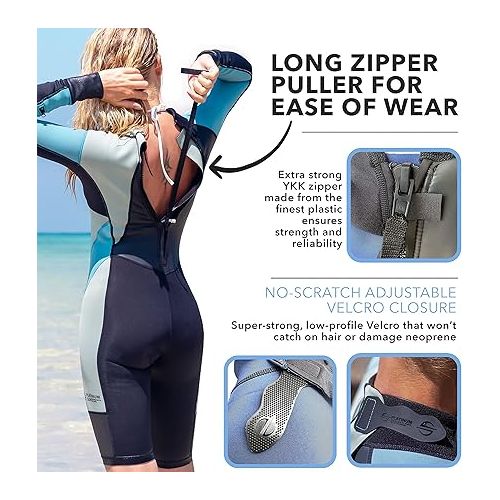  Women's Limestone Neoprene Wetsuit Shorty Wet Suits for Women in Cold Water Long-Sleeve Half Leg Water Suits Springsuit for Scuba Diving Surfing Kayaking Canoeing Snorkeling Swimming - 2.0mm