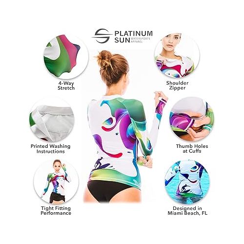  Rash Guard for Women Long Sleeve Swim Shirt Rashguard Swimsuit Tunic Coverup top UPF 50+