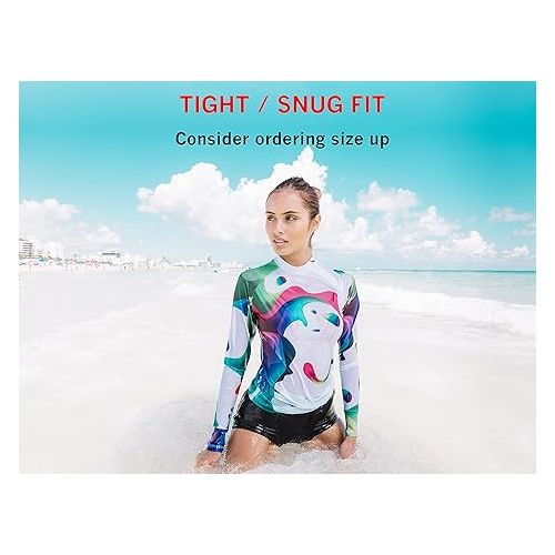  Rash Guard for Women Long Sleeve Swim Shirt Rashguard Swimsuit Tunic Coverup top UPF 50+