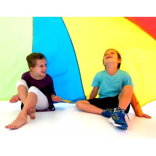  [아마존베스트]Play Platoon Play Parachute with Handles - 12 Foot with 16 Handles or 6 Foot with 8 Handles - New & Improved Design - Multicolored Parachute for Kids