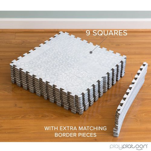  [아마존베스트]Play Platoon Non-Toxic Extra-Thick 9 Piece Childrens Play Mat - 72 x 72 inch Comfortable Cushiony Foam Floor Puzzle Mat for Kids & Toddlers with 24 x 24 inch Tiles