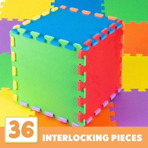  [아마존베스트]Non-Toxic Extra-Thick 36 Piece Children Play & Exercise Mat - Comfortable Cushiony Foam Floor Puzzle Mat, 6 Vibrant Colors for Kids & Toddlers