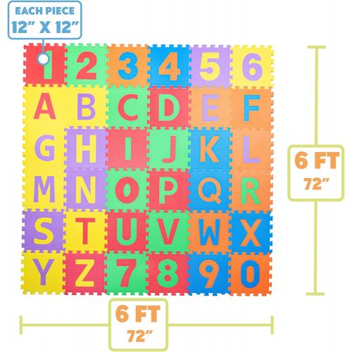  [아마존베스트]Non-Toxic 36 Piece ABC Foam Mat - Alphabet & Number Puzzle Play & Exercise Flooring Mat for Children & Toddlers