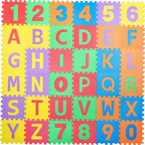  [아마존베스트]Non-Toxic 36 Piece ABC Foam Mat - Alphabet & Number Puzzle Play & Exercise Flooring Mat for Children & Toddlers