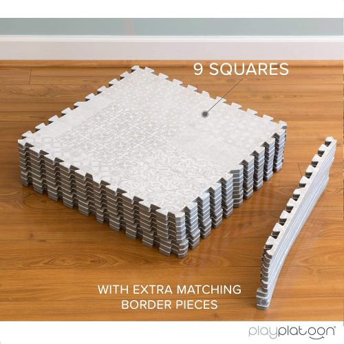  [아마존베스트]Play Platoon Non-Toxic Extra-Thick 9 Piece Childrens Play Mat - 72 x 72 inch Comfortable Cushiony Khaki Foam Floor Puzzle Mat for Kids & Toddlers with 24 x 24 inch Tiles