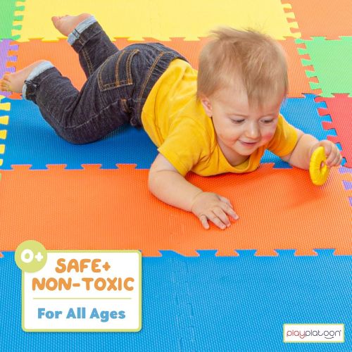  [아마존베스트]Non-Toxic 36 Piece, 3/8 inch Children Play & Exercise Mat - Puzzle Play Mat for Kids & Toddlers, 6 Vibrant Colors