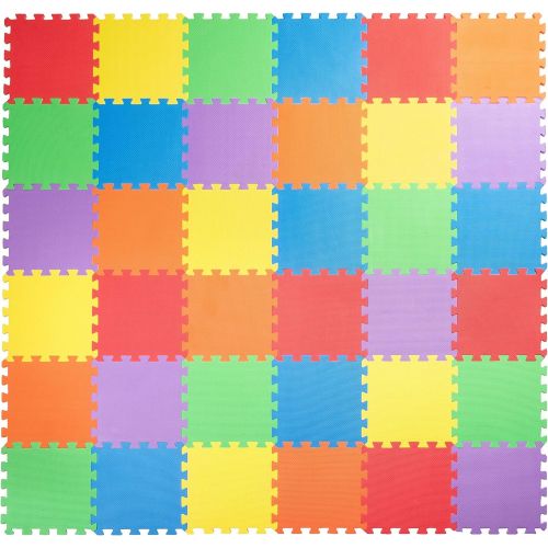  [아마존베스트]Non-Toxic 36 Piece, 3/8 inch Children Play & Exercise Mat - Puzzle Play Mat for Kids & Toddlers, 6 Vibrant Colors