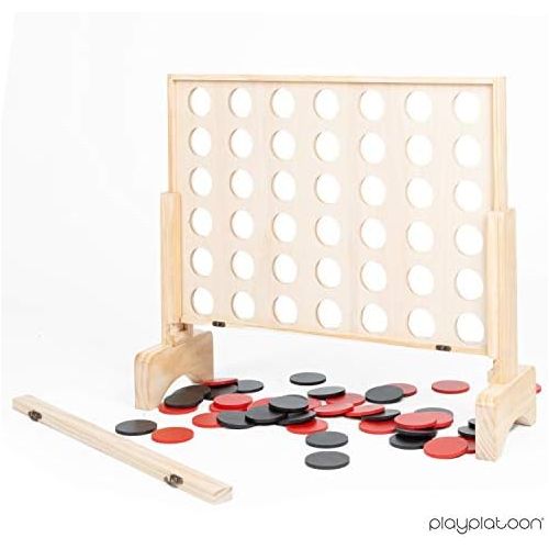  Play Platoon Giant Wooden Drop 4 Outdoor Game - Four in a Row Wins