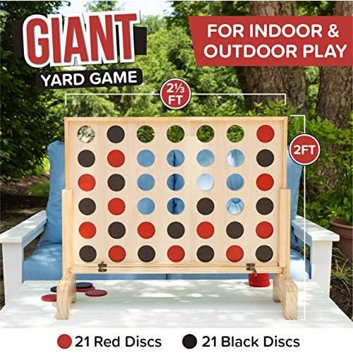  Play Platoon Giant Wooden Drop 4 Outdoor Game - Four in a Row Wins