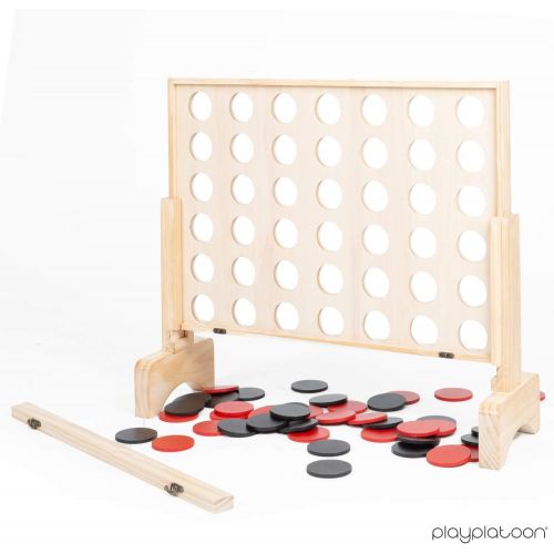  Play Platoon Giant Wooden Drop 4 Outdoor Game - Four in a Row Wins