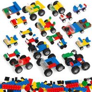 Play Platoon 500 Piece Building Bricks Kit - Car Building Set with Wheels, Axles & Windshields