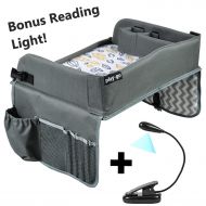 Play-go Kids Travel Tray Bonus Reading Light Clip | Premium Car Seat Activity Tray | Waterproof, Food & Snack Tray | Smartphone/Tablet/Cup Holder | Back Seat Organizer | Padded/Portable