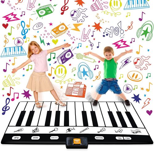  Keyboard Playmat 71 - 24 Keys Piano Play Mat - Piano Mat has Record, Playback, Demo, Play, Adjustable Vol. - Best Keyboard Piano Gift for Boys & Girls - Original - By Play22