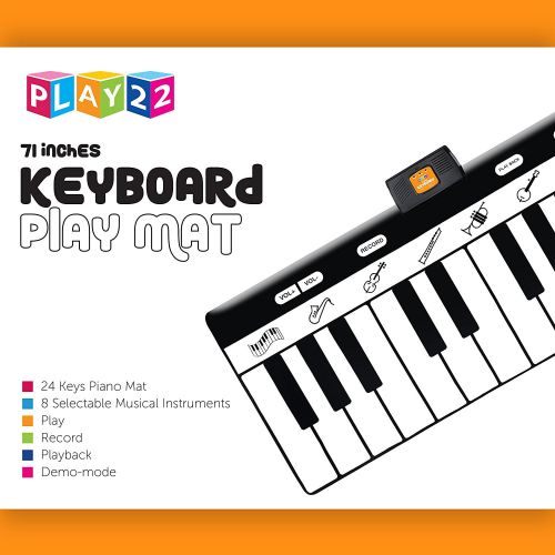  Keyboard Playmat 71 - 24 Keys Piano Play Mat - Piano Mat has Record, Playback, Demo, Play, Adjustable Vol. - Best Keyboard Piano Gift for Boys & Girls - Original - By Play22
