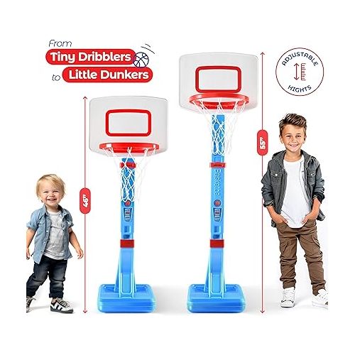  Play22 Toddler Basketball Hoop Indoor for Kids 1-3 - Height Adjustable Baby Basketball Hoop Set, 4 Balls & Pump, Boys & Girls Toddler Outdoor Toys for Ages 2-4 3-5, Outside Toys for Toddlers