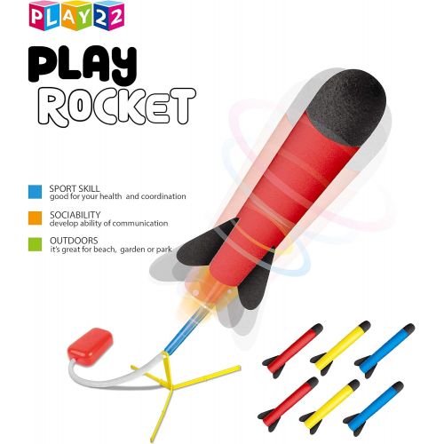  [아마존 핫딜] [아마존핫딜]Play22 Toy Rocket Launcher - Jump Rocket Set Includes 6 Rockets - Play Rocket Soars Up to 100 Feet - Missile Launcher Best Gift for Boys and Girls - Air Rocket Great for Outdoor Pl