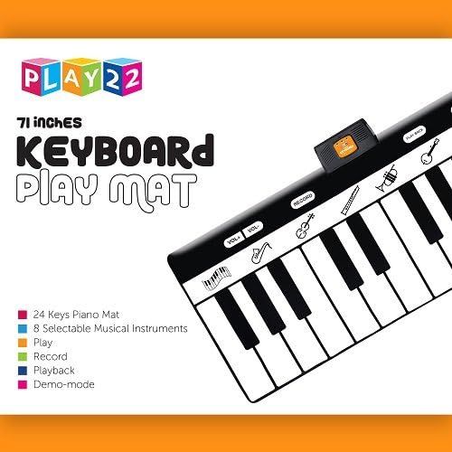  [아마존 핫딜] [아마존핫딜]Play22 Keyboard Playmat 71 - 24 Keys Piano Play Mat - Piano Mat has Record, Playback, Demo, Play, Adjustable Vol. - Best Keyboard Piano Gift for Boys & Girls - Original