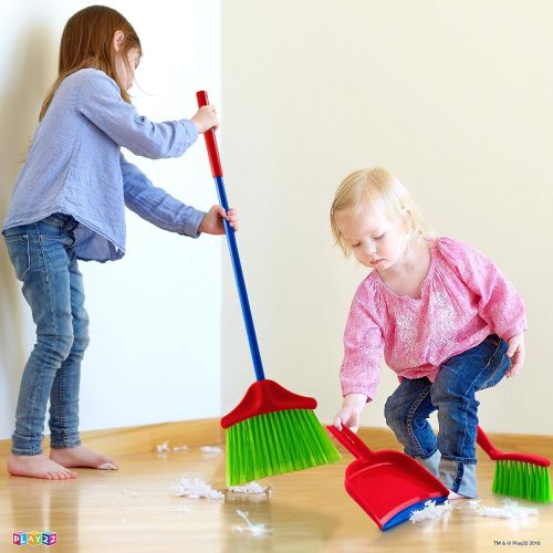  [아마존 핫딜] Play22 Kids Cleaning Set 12 Piece - Toy Cleaning Set Includes Broom, Mop, Brush, Dust Pan, Duster, Sponge, Clothes, Spray, Bucket, Caution Sign, - Toy Kitchen Toddler Cleaning Set