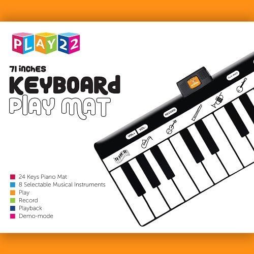  [아마존베스트]Play22 Keyboard Playmat 71 - 24 Keys Piano Play Mat - Piano Mat has Record, Playback, Demo, Play, Adjustable Vol. - Best Keyboard Piano Gift for Boys & Girls - Original