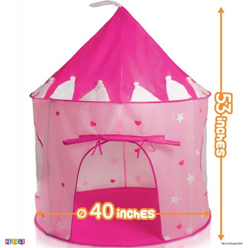  [아마존베스트]Play22 Play Tent Princess Castle Pink - Kids Tent Features Glow in The Dark Stars - Portable Kids Play Tent - Kids Pop Up Tent Foldable Into A Carrying Bag - Indoor and Outdoor Use