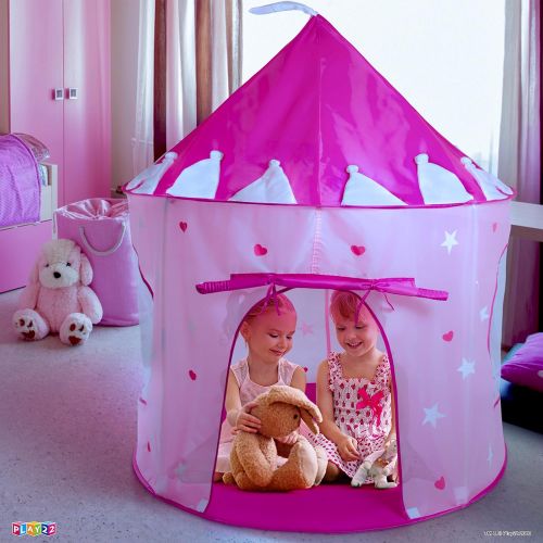  [아마존베스트]Play22 Play Tent Princess Castle Pink - Kids Tent Features Glow in The Dark Stars - Portable Kids Play Tent - Kids Pop Up Tent Foldable Into A Carrying Bag - Indoor and Outdoor Use