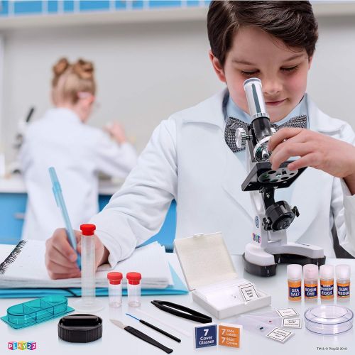  [아마존베스트]Microscope for Kids 50 PCS - 120X - 1200X Microscope Slides Specimens - Student Beginner Metal Body Toy Microscope Kit in A Carrying Box - Educational Science Lab Toy Best Gift  O