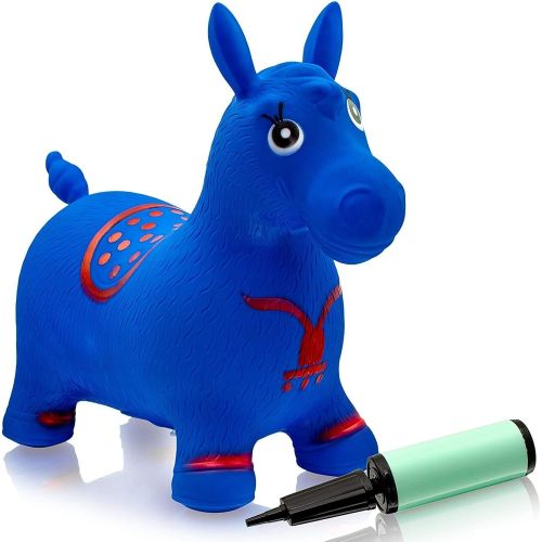  Play22 Horse Hopper Blue - Inflatable Horse Bouncer Free Pump Included - Bouncy Horse Toys for Kids & Toddler Riding Horse Toy Great for Indoor and Outdoor Toys Play - Best Gift fo