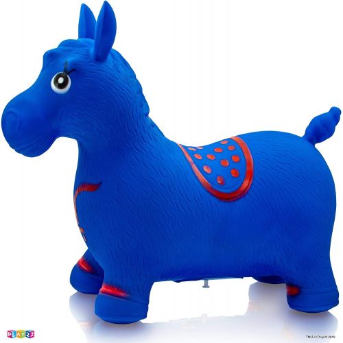  Play22 Horse Hopper Blue - Inflatable Horse Bouncer Free Pump Included - Bouncy Horse Toys for Kids & Toddler Riding Horse Toy Great for Indoor and Outdoor Toys Play - Best Gift fo