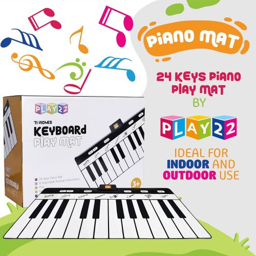  [아마존베스트]Play22 Keyboard Playmat 71 - 24 Keys Piano Play Mat - Piano Mat has Record, Playback, Demo, Play, Adjustable Vol. - Best Keyboard Piano Gift for Boys & Girls - Original