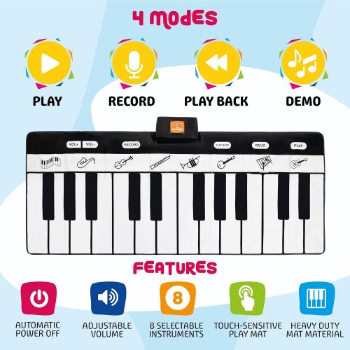  [아마존베스트]Play22 Keyboard Playmat 71 - 24 Keys Piano Play Mat - Piano Mat has Record, Playback, Demo, Play, Adjustable Vol. - Best Keyboard Piano Gift for Boys & Girls - Original