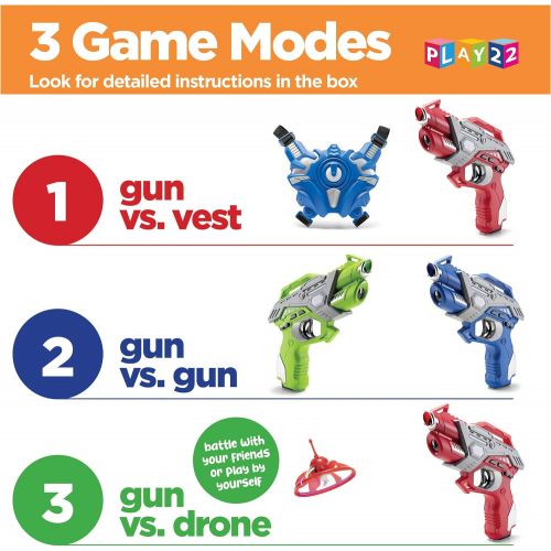  [아마존베스트]Play22 Laser Tag Sets with Gun and Vest for Kids and Adults - Infrared Laser Tag Guns Set of 4 Guns 4 Vests 4 UFO Drone - Laser Tag Game for Indoor Outdoor - Lazer Tag Guns Set Bes
